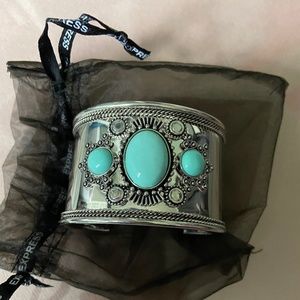 Gorgeous silver cuff bracelet with turquoise stones